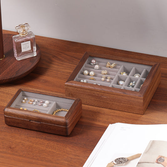 Redwyuo Lilia Walnut Jewelry Box with Glass Lid