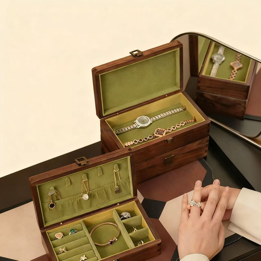 Redwyuo Retro Emerald Walnut Jewelry Box