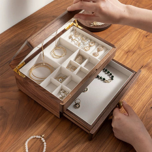 Redwyuo Lisette Two-Tier Wooden Jewelry Box